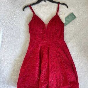 Speechless Vibrant Red Lace Dress